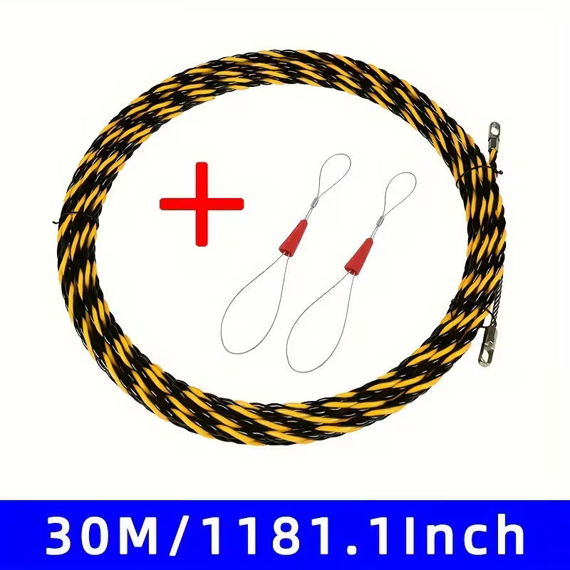 30m Flexible Wire Cable Puller Kit - Professional Fish Tape for Electrical & Telecom Installation