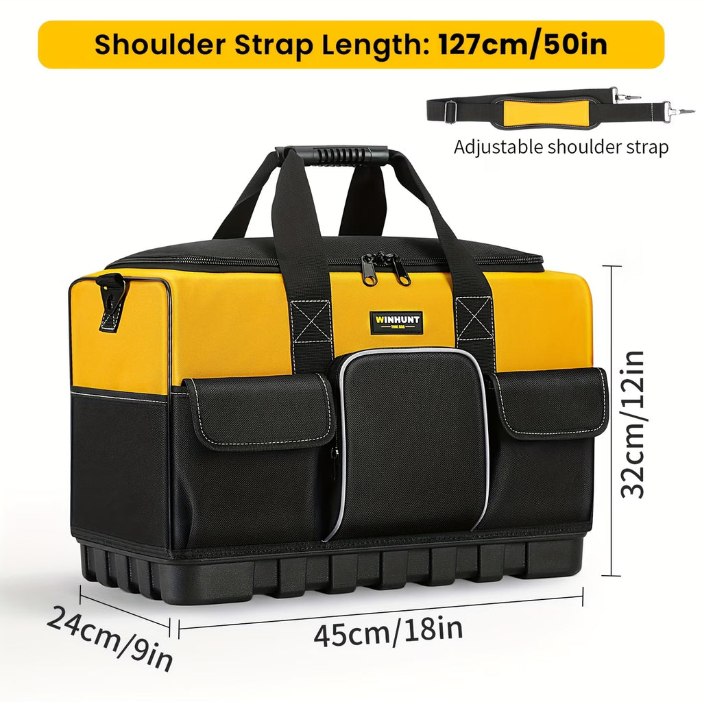 Heavy Duty Tool Bag - Wide Mouth Professional Electrician Tool Bag with Molded Bottom