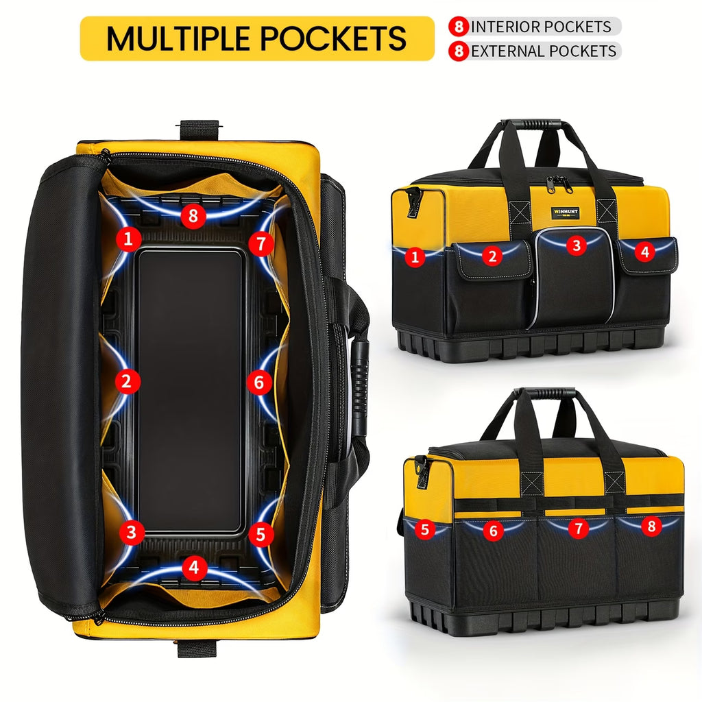 Heavy Duty Tool Bag - Wide Mouth Professional Electrician Tool Bag with Molded Bottom