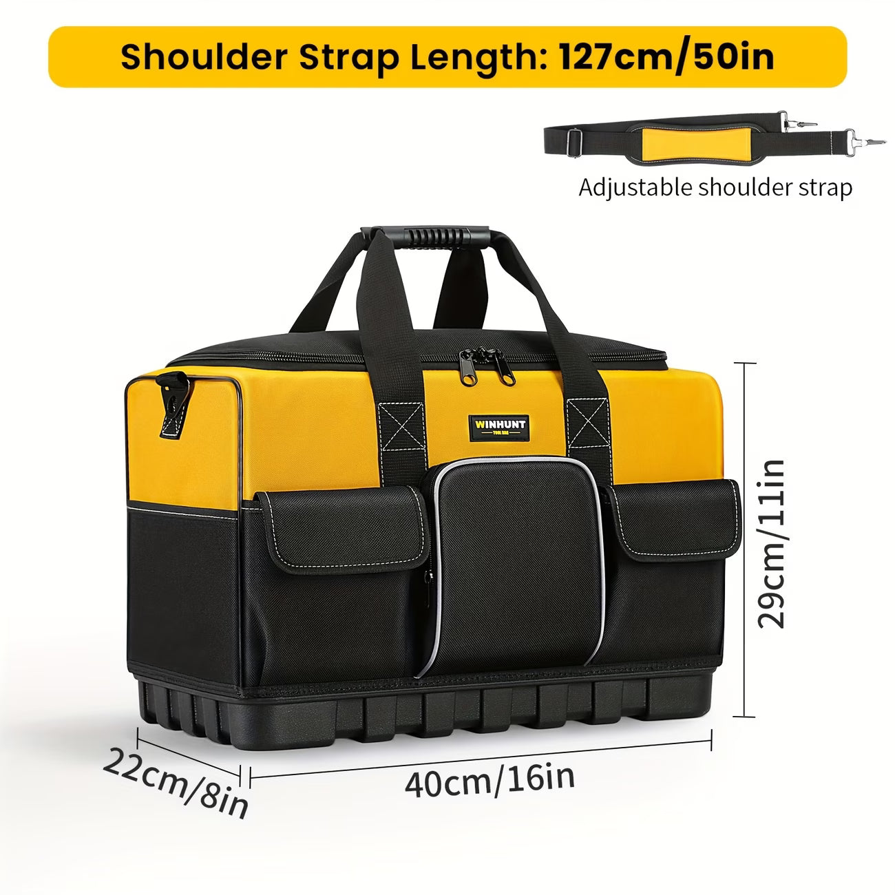 Heavy Duty Tool Bag - Wide Mouth Professional Electrician Tool Bag with Molded Bottom