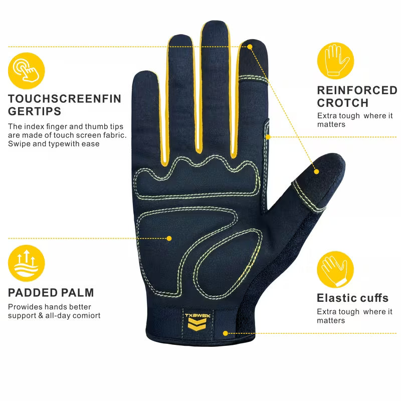Performance Work Gloves - Touch Screen Compatible Mechanic Gloves for Electricians